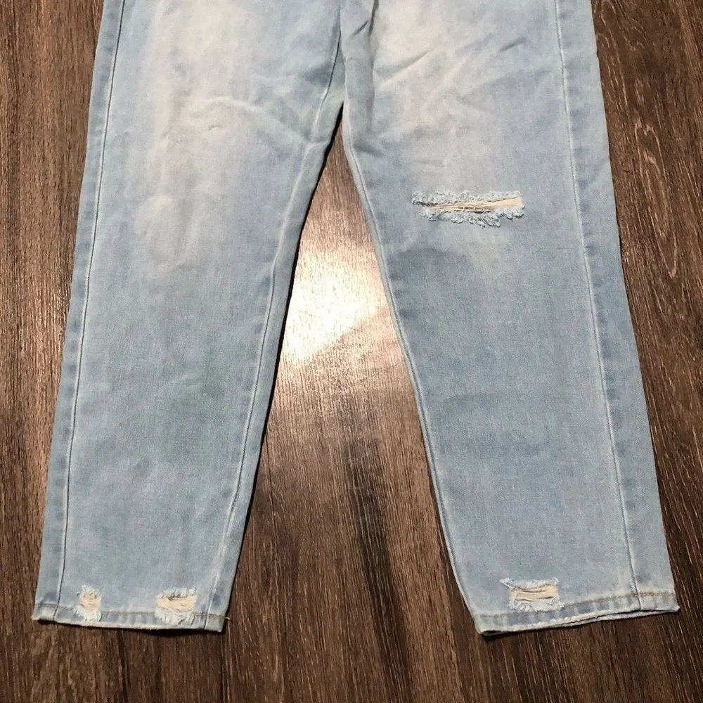LOVER PREMIUM Distressed Light Wash Straight-Leg Jeans - Size L